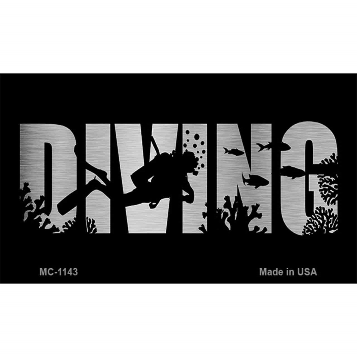 MC-1143 3.5 x 2 in. Diving Brushed Chrome Novelty Metal Magnet