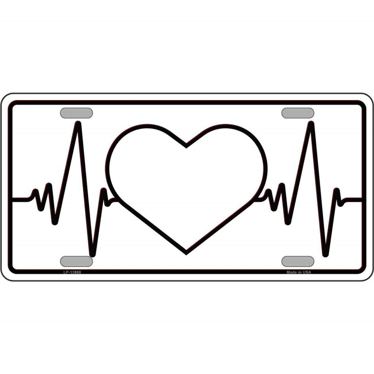 Picture of Smart Blonde LP-13988 6 x 12 in. Love Heart Beat Novelty Metal License Plate Tag