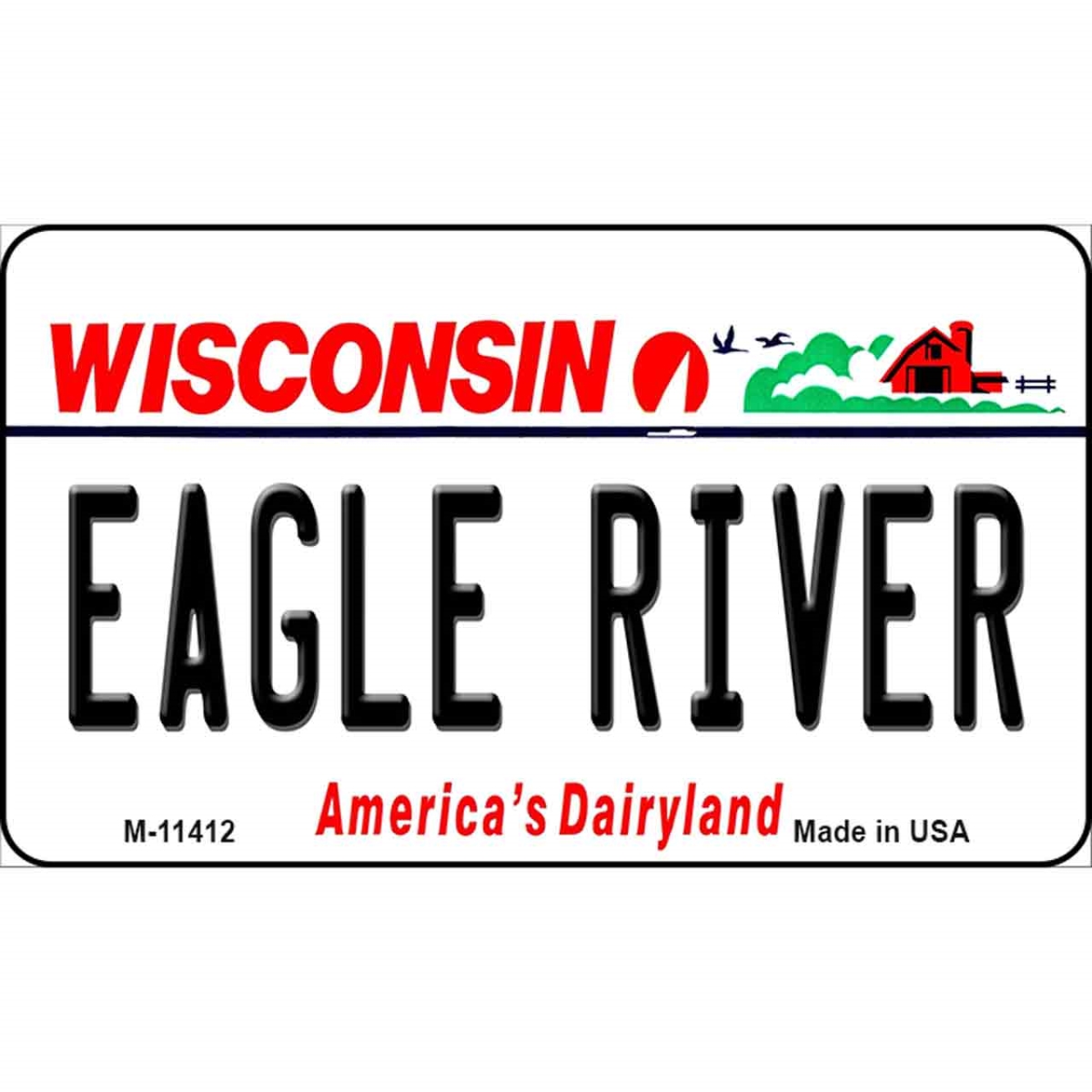M-11412 3.5 x 2 in. Eagle River Wisconsin Novelty Metal Magnet