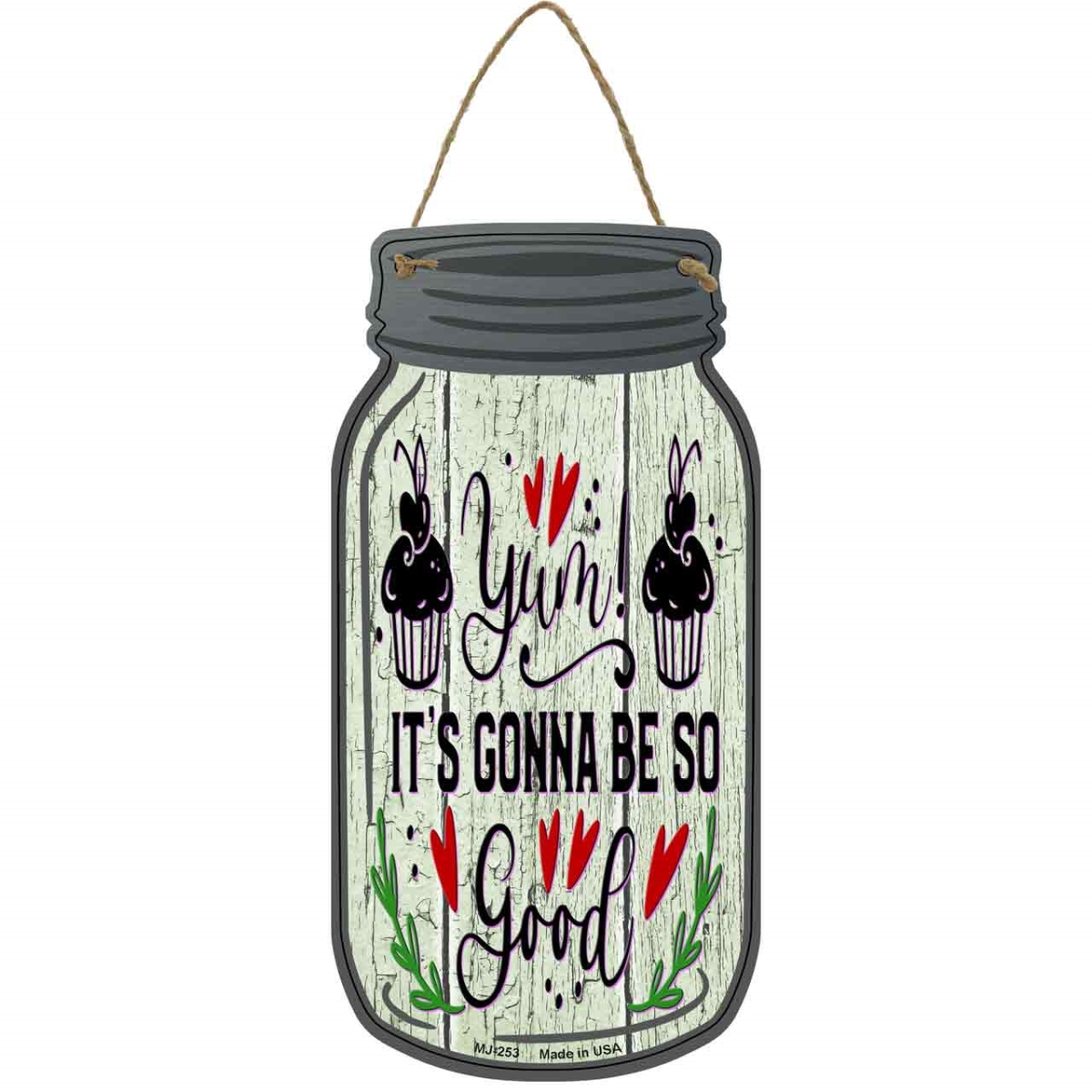 MJ-253 4 x 8 in. Yum Muffins Novelty Metal Mason Jar Sign