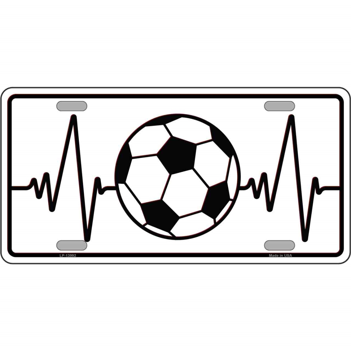 Picture of Smart Blonde LP-13992 6 x 12 in. Soccer Heart Beat Novelty Metal License Plate Tag