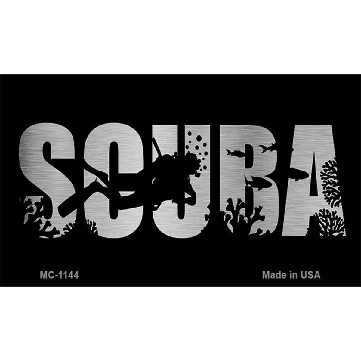 MC-1144 3.5 x 2 in. Scuba Brushed Chrome Novelty Metal Magnet