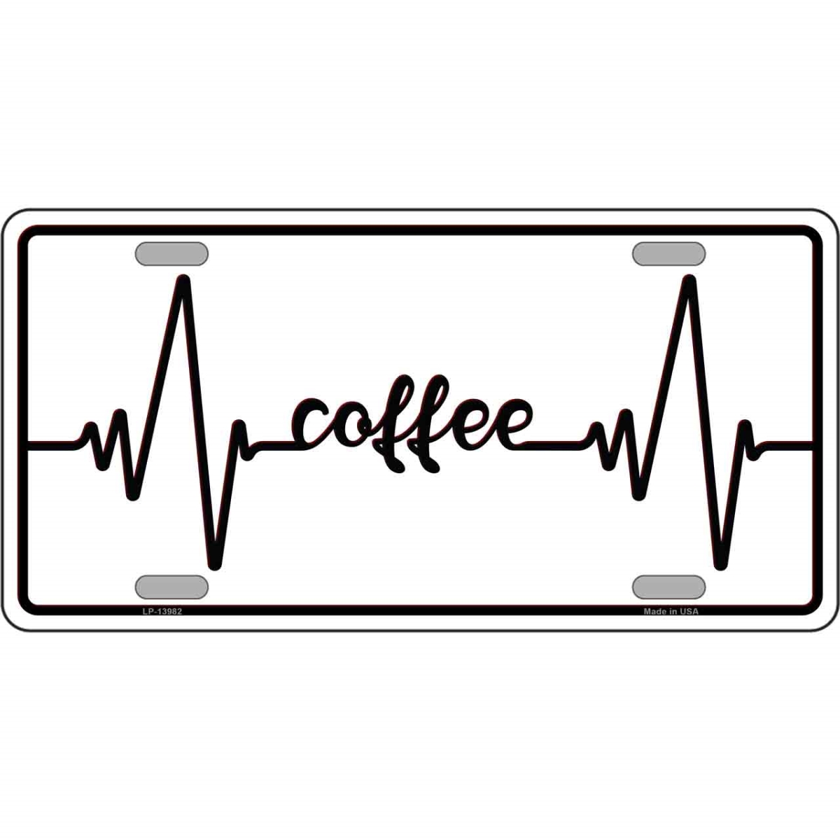 Picture of Smart Blonde LP-13982 6 x 12 in. Coffee Heart Beat Novelty Metal License Plate Tag