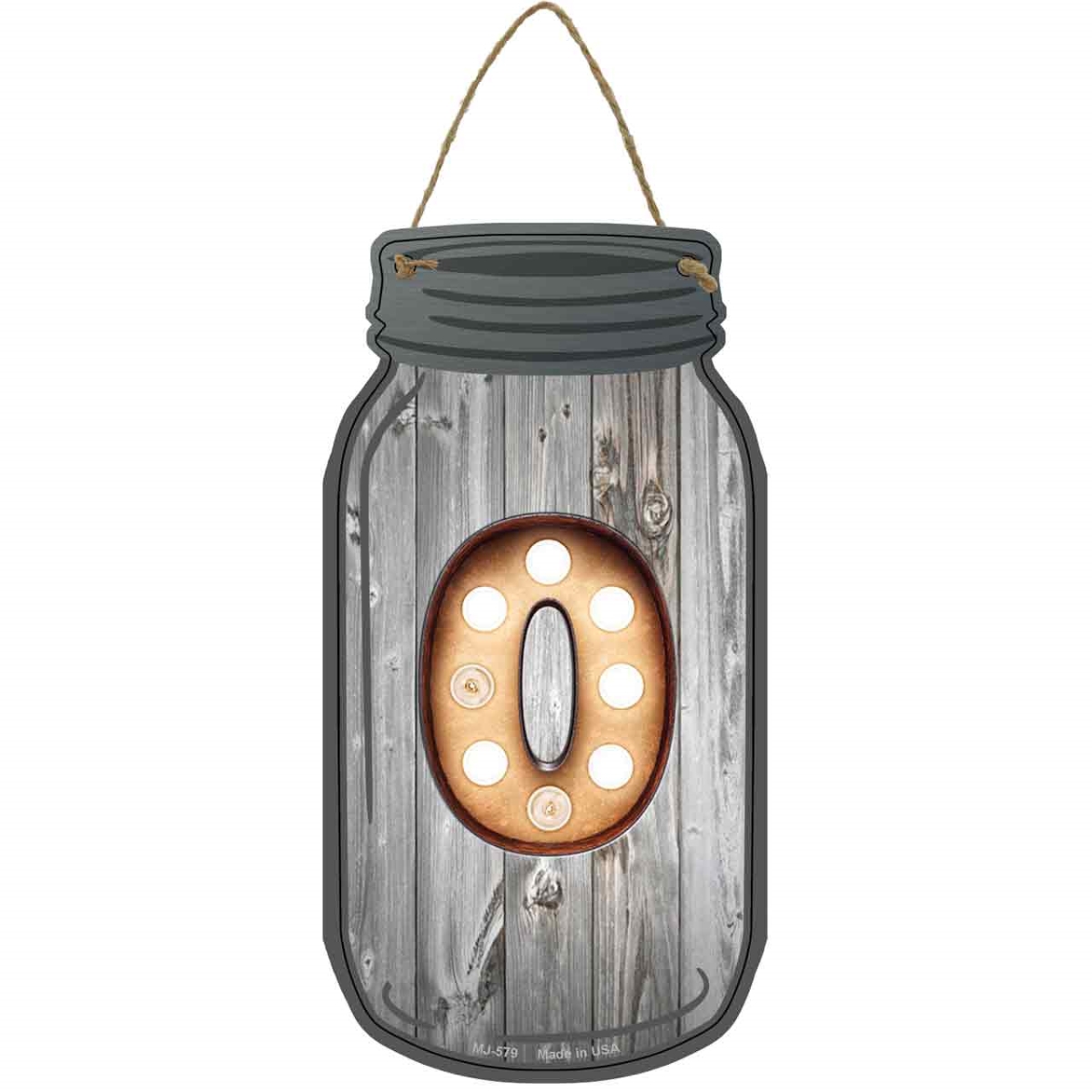 MJ-579 4 x 8 in. Bulb Lettering Novelty Metal Mason Jar Sign
