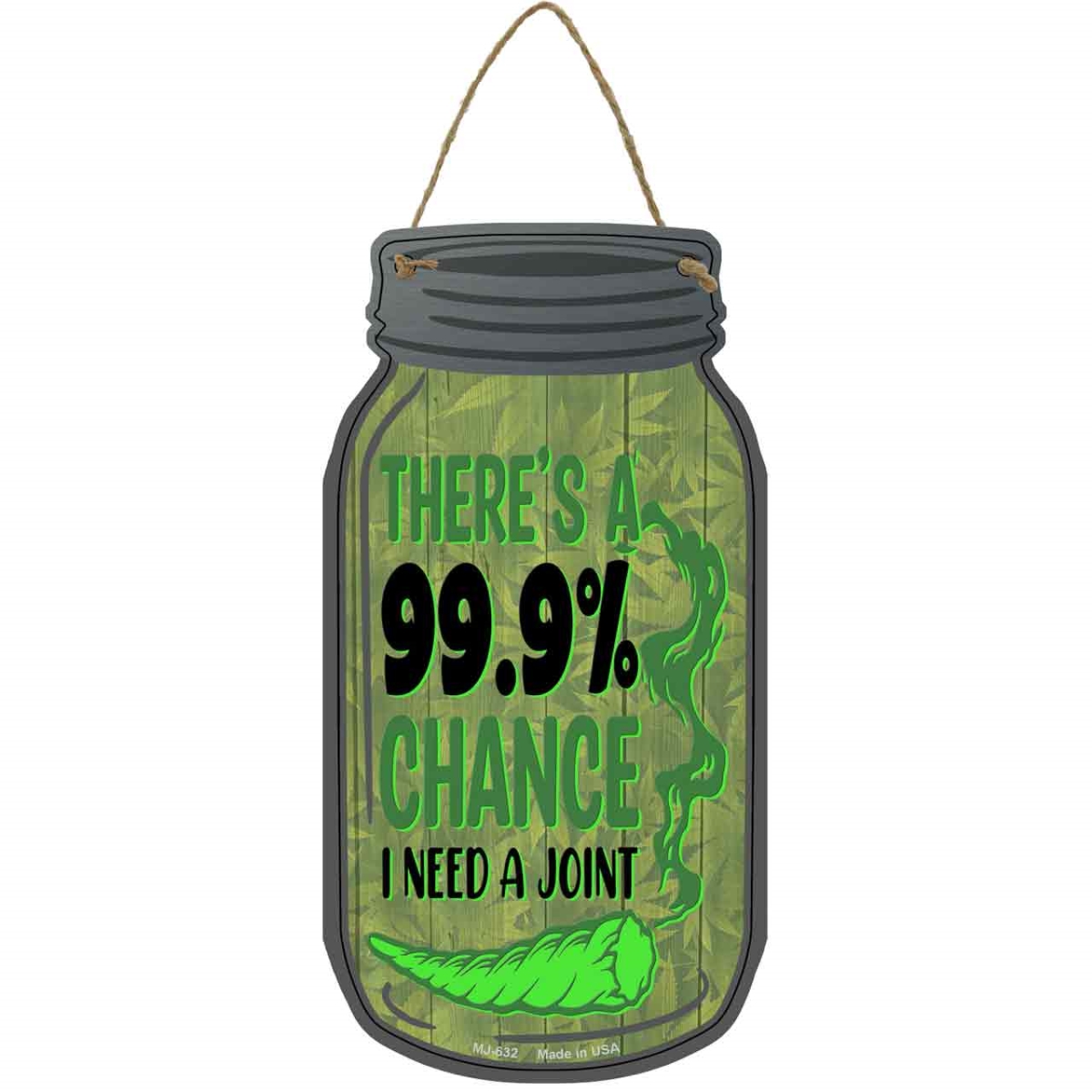 MJ-632 4 x 8 in. Chance I Need A Joint Novelty Metal Mason Jar Sign