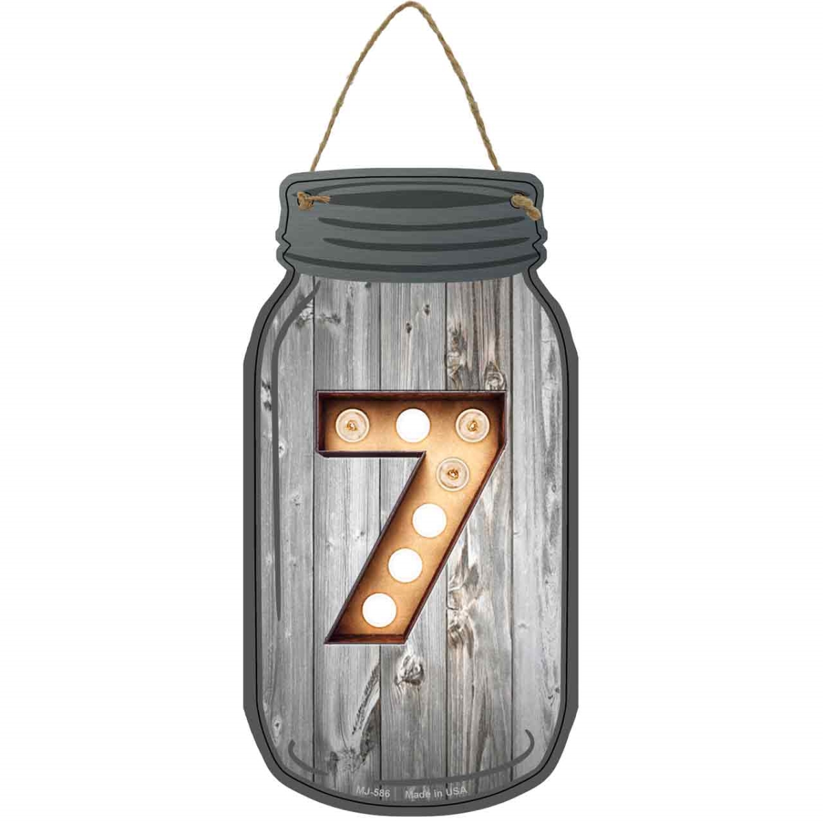 MJ-586 4 x 8 in. 7 Bulb Lettering Novelty Metal Mason Jar Sign