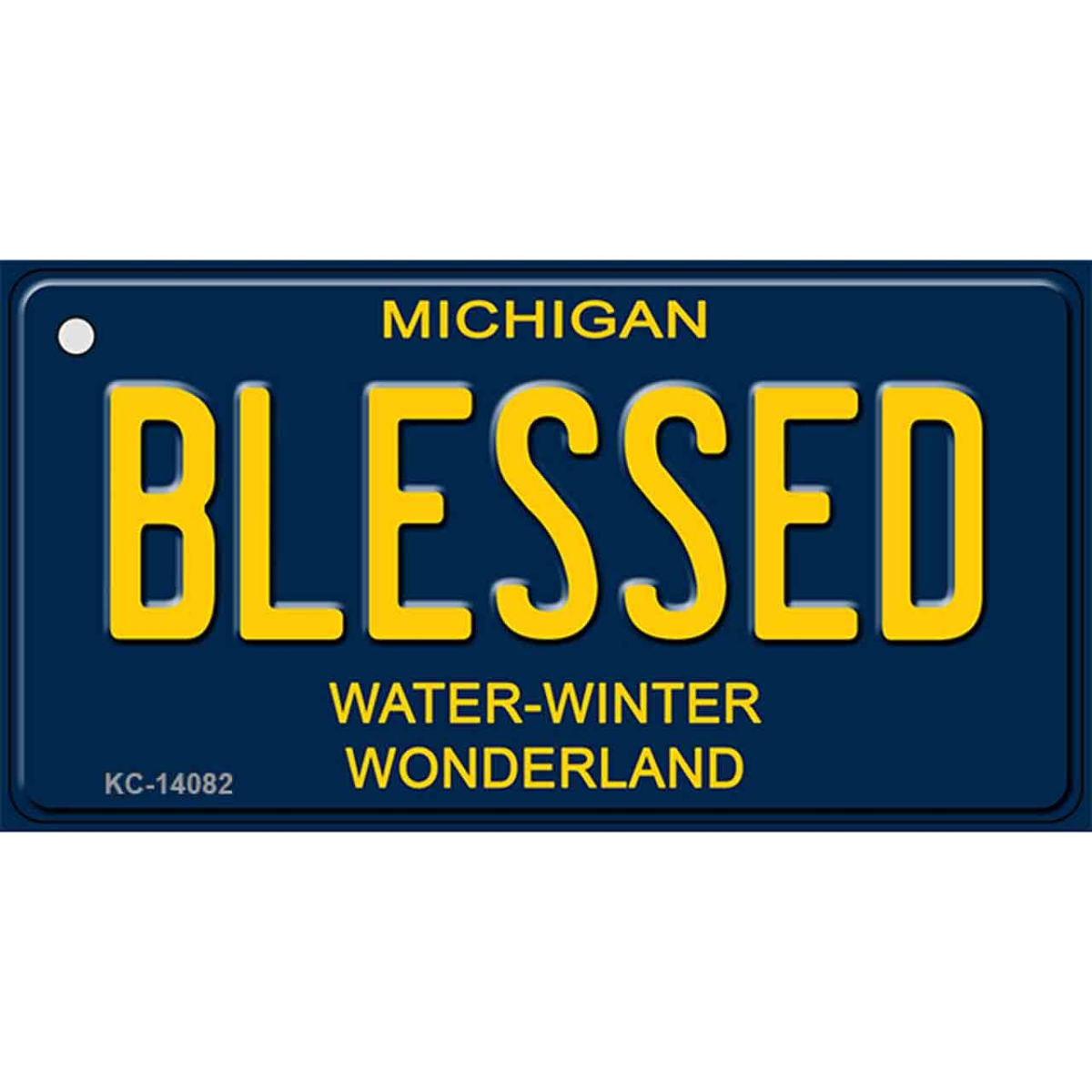 KC-14082 1.5 x 3 in. Blessed Michigan Novelty Key Chain, Blue
