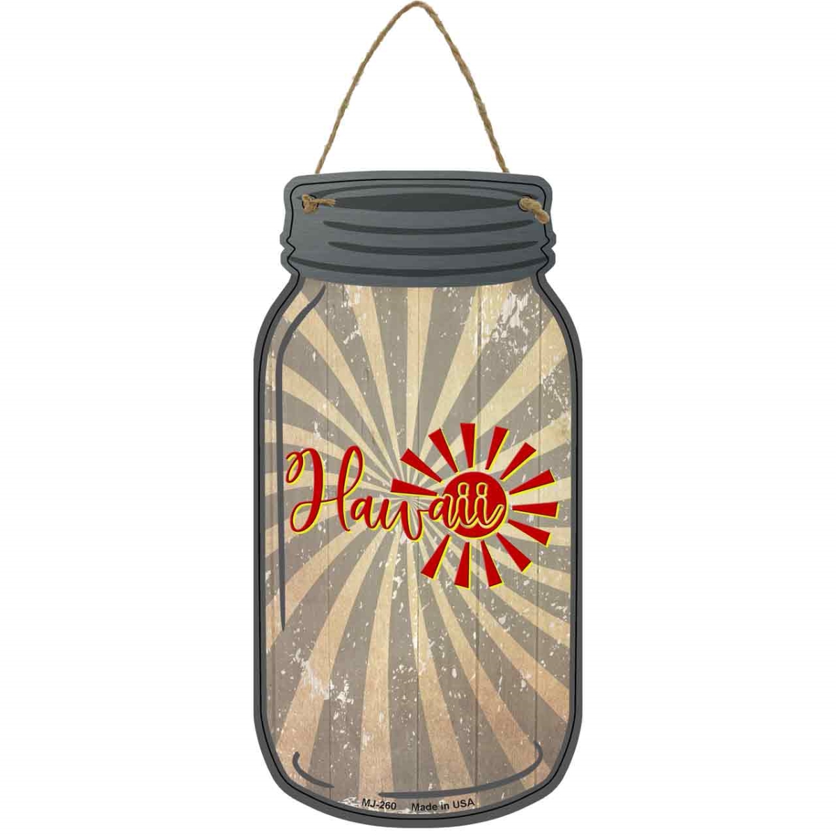 MJ-260 4 x 8 in. Hawaii Sun Novelty Metal Mason Jar Sign