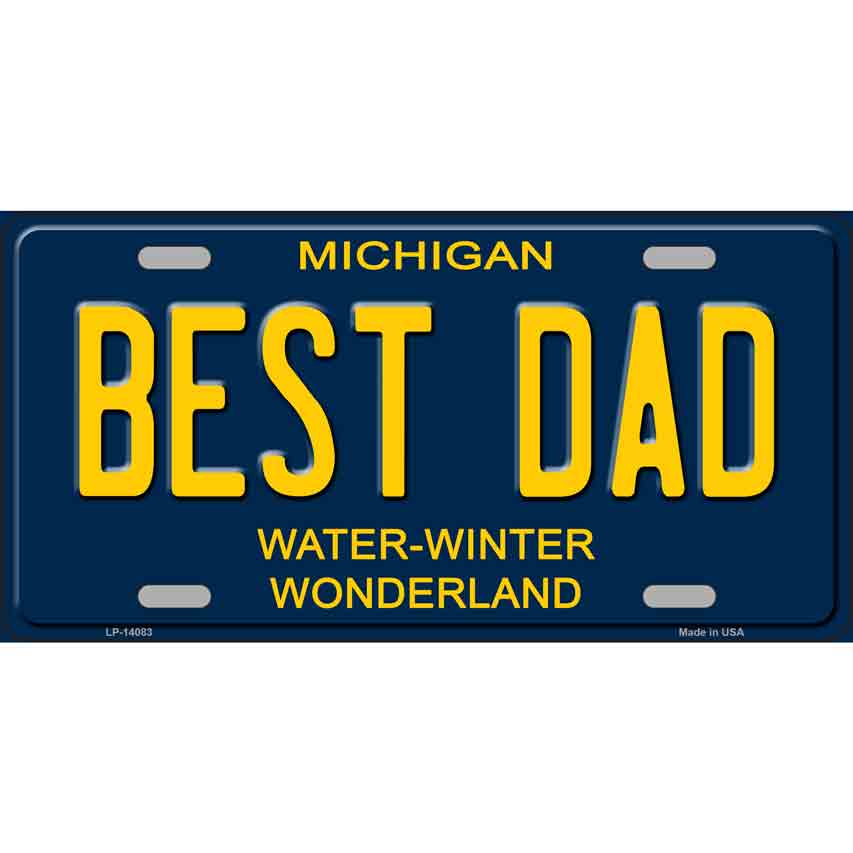 Picture of Smart Blonde LP-14083 6 x 12 in. Best Dad Michigan Novelty License Plate, Blue