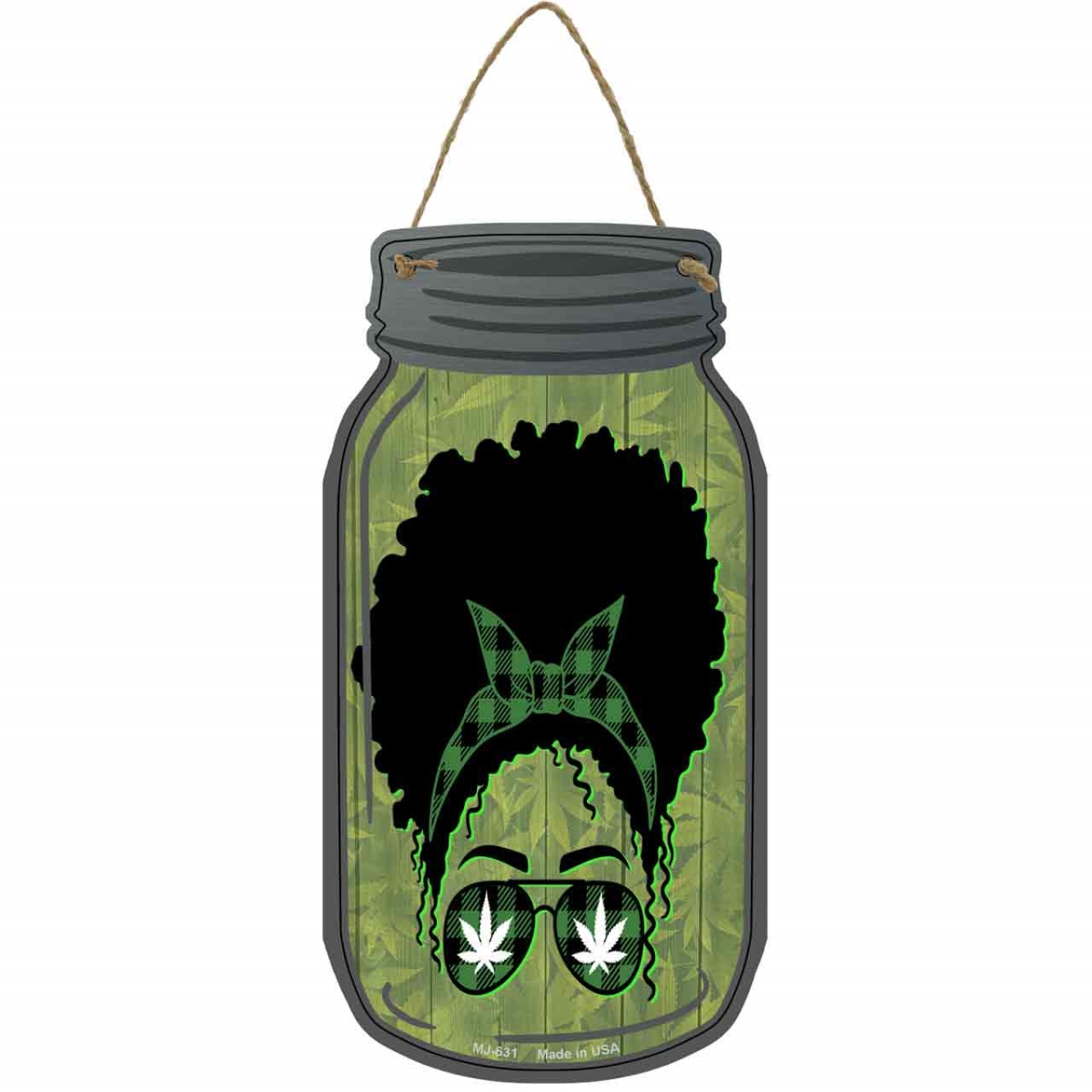MJ-631 4 x 8 in. Weed Lady Novelty Metal Mason Jar Sign