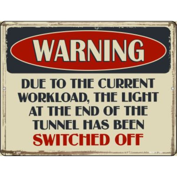 P-1993 9 x 12 in. Warning Current Workload Novelty Metal Parking Sign