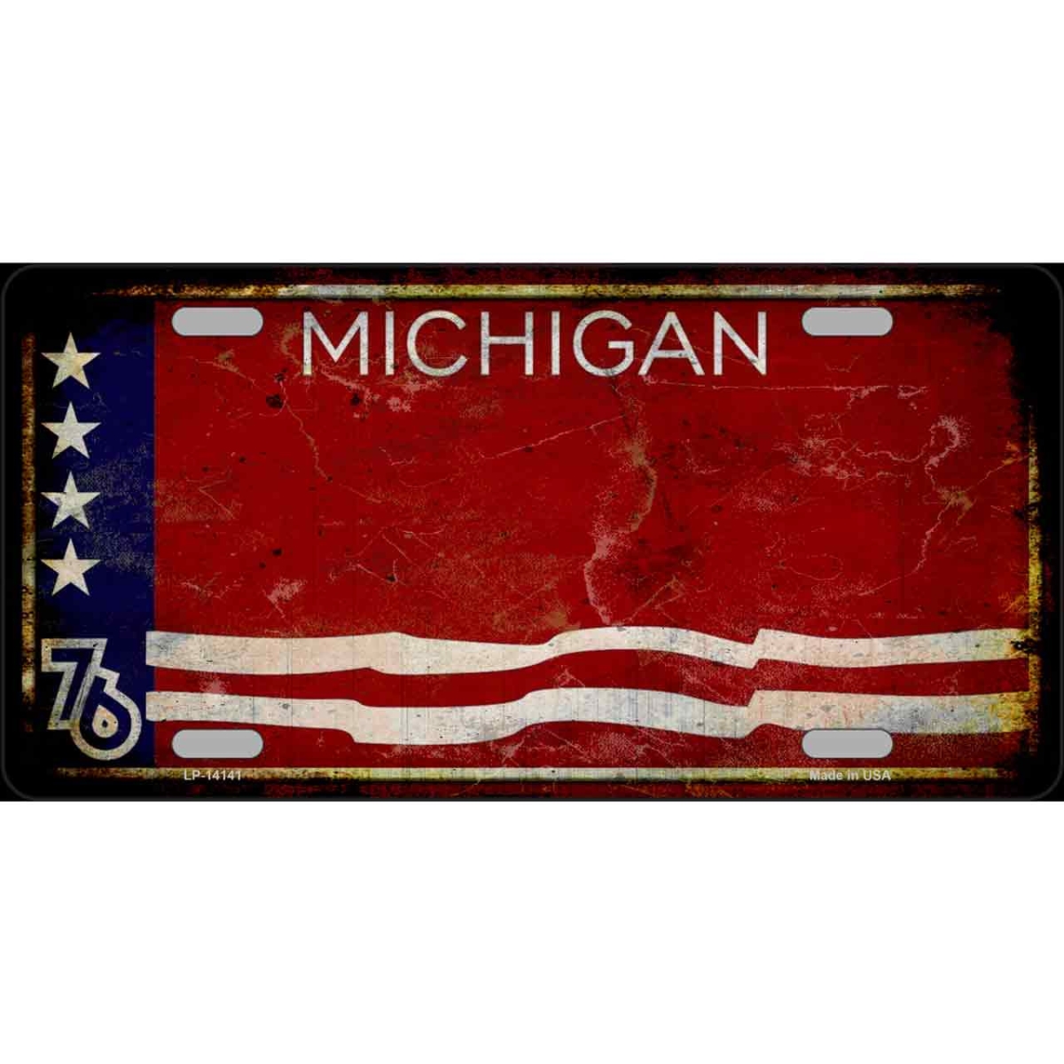 LP-14141 6 x 12 in. Rusty Michigan Bicentennial 76 Novelty License Plate
