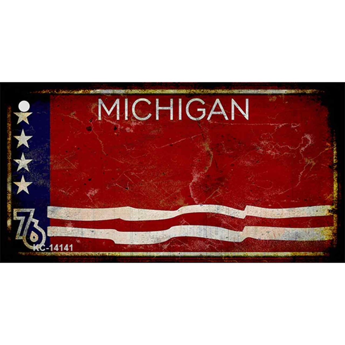 M-14141 3.5 x 2 in. Rusty Michigan Bicentennial 76 Novelty Metal Rectangle Magnet
