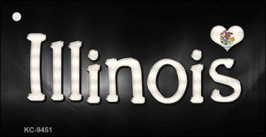 KC-9451 Illinois Flag Script Novelty Key Chain - 1.5 x 3 in.