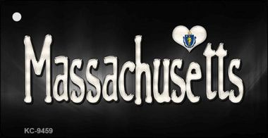 KC-9459 Massachusetts Flag Script Novelty Key Chain - 1.5 x 3 in.