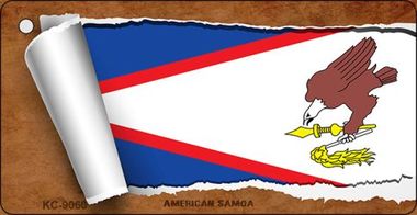 KC-9060 American Samoa Flag Scroll Novelty Key Chain - 1.5 x 3 in.