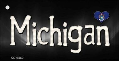 KC-9460 Michigan Flag Script Novelty Key Chain - 1.5 x 3 in.