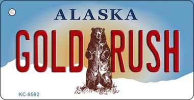 KC-9592 Gold Rush Alaska State Background Novelty Key Chain - 1.5 x 3 in.