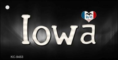 KC-9453 Iowa Flag Script Novelty Key Chain - 1.5 x 3 in.