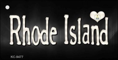 KC-9477 Rhode Island Flag Script Novelty Key Chain - 1.5 x 3 in.
