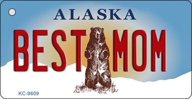 KC-9609 Best Mom Alaska State Background Novelty Key Chain - 1.5 x 3 in.