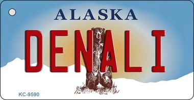KC-9590 Denali Alaska State Background Novelty Key Chain - 1.5 x 3 in.