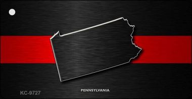 KC-9727 Pennsylvania Thin Red Line Novelty Metal Key Chain - 1.5 x 3 in.