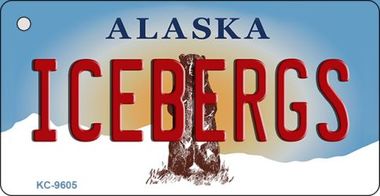 KC-9605 Icebergs Alaska State Background Novelty Key Chain - 1.5 x 3 in.