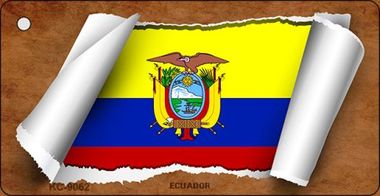 KC-9062 Ecuador Flag Scroll Novelty Key Chain - 1.5 x 3 in.