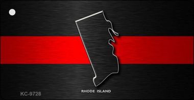 KC-9728 Rhode Island Thin Red Line Novelty Metal Key Chain - 1.5 x 3 in -  Smart Blonde