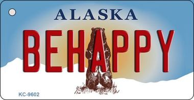 KC-9602 Be Happy Alaska State Background Novelty Key Chain - 1.5 x 3 in.