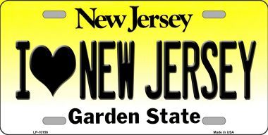LP-10156 I Love New Jersey Background Novelty Metal License Plate - 6 x 12 in.
