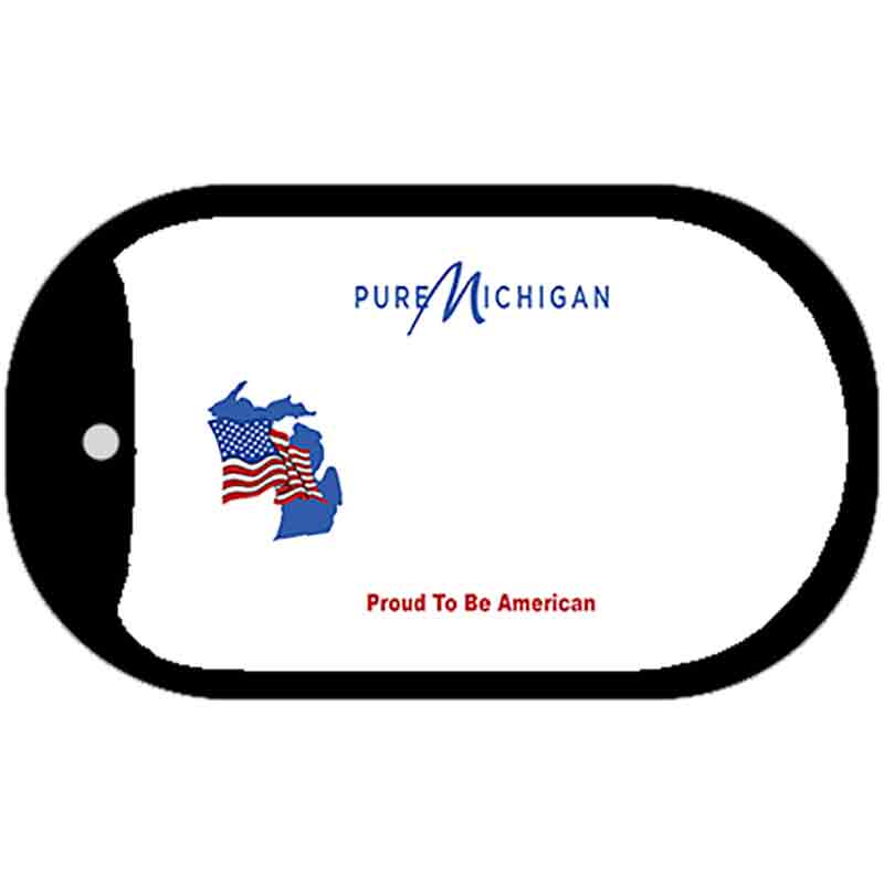 Picture of Smart Blonde DT-11224 1 x 2 in. Pure Michigan Proud To Be American Novelty Rectangle Metal Dog Tag Necklace