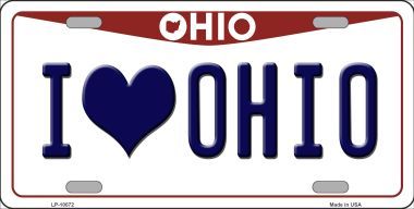 LP-10072 I Love Ohio Background Novelty Metal License Plate - 6 x 12 in.