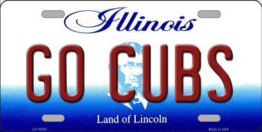 Go Cubs Illinois Background Metal Novelty License Plate - 6 x 12 in.
