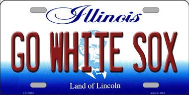 LP-10294 Go White Sox Illinois Background Metal Novelty License Plate - 6 x 12 in -  Smart Blonde