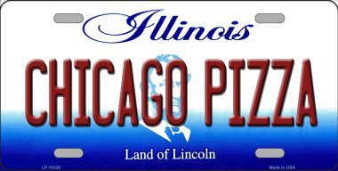 Chicago Pizza Illinois Background Metal Novelty License Plate - 6 x 12 in.