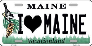 LP-10384 I Love Maine Background Metal Novelty License Plate - 6 x 12 in.