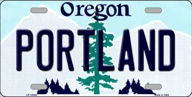 LP-10343 Portland Oregon Background Metal Novelty License Plate - 6 x 12 in -  Smart Blonde