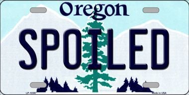 LP-10367 Spoiled Oregon Background Metal Novelty License Plate - 6 x 12 in -  Smart Blonde