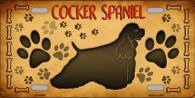 LP-10439 Cocker Spaniel Novelty Metal License Plate - 6 x 12 in.