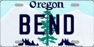 LP-10345 Bend Oregon Background Metal Novelty License Plate - 6 x 12 in -  Smart Blonde