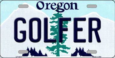 LP-10377 Golfer Oregon Background Metal Novelty License Plate - 6 x 12 in -  Smart Blonde