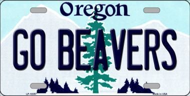 LP-10357 Go Beavers Oregon Background Metal Novelty License Plate - 6 x 12 in -  Smart Blonde