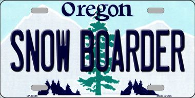 LP-10365 Snow Boarder Oregon Background Metal Novelty License Plate - 6 x 12 in -  Smart Blonde