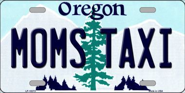 LP-10373 Moms Taxi Oregon Background Metal Novelty License Plate - 6 x 12 in -  Smart Blonde