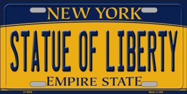 LP-8939 Statue of Liberty New York Background Novelty Metal Novelty License Plate - 6 x 12 in.