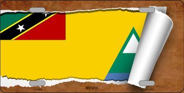 LP-9250 Nevis Flag Scroll Novelty Metal License Plate - 6 x 12 in.