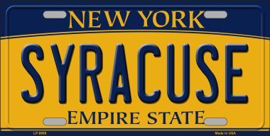 LP-8959 Syracuse New York Background Novelty Metal Novelty License Plate - 6 x 12 in -  Smart Blonde