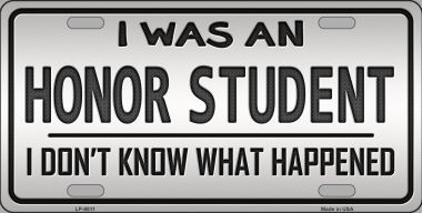 LP-8811 Honor Student Novelty Metal License Plate - 6 x 12 in.